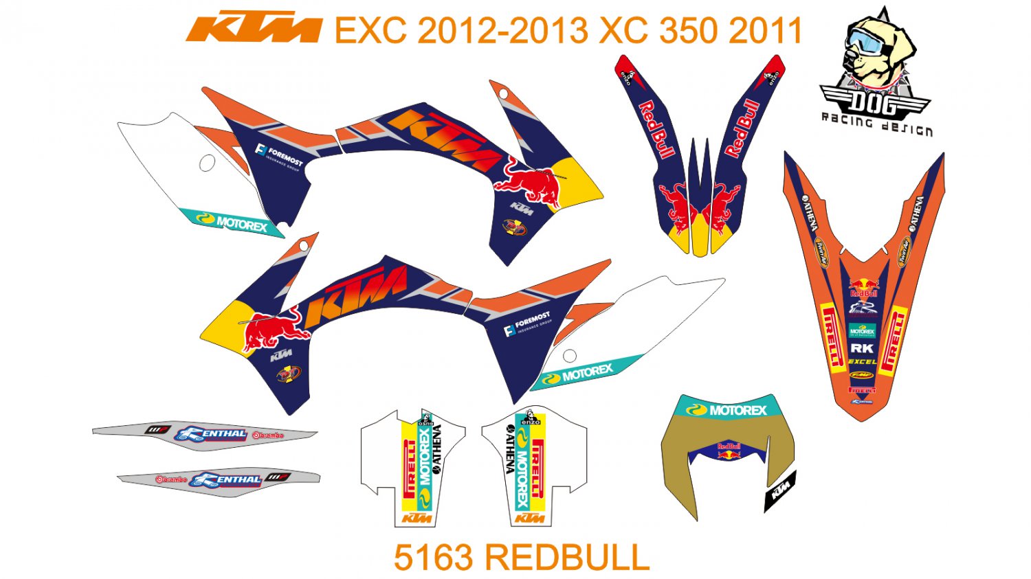 KTM EXC 2012-2013 XC 350 2011 GRAPHIC DECAL KIT CODE.5163