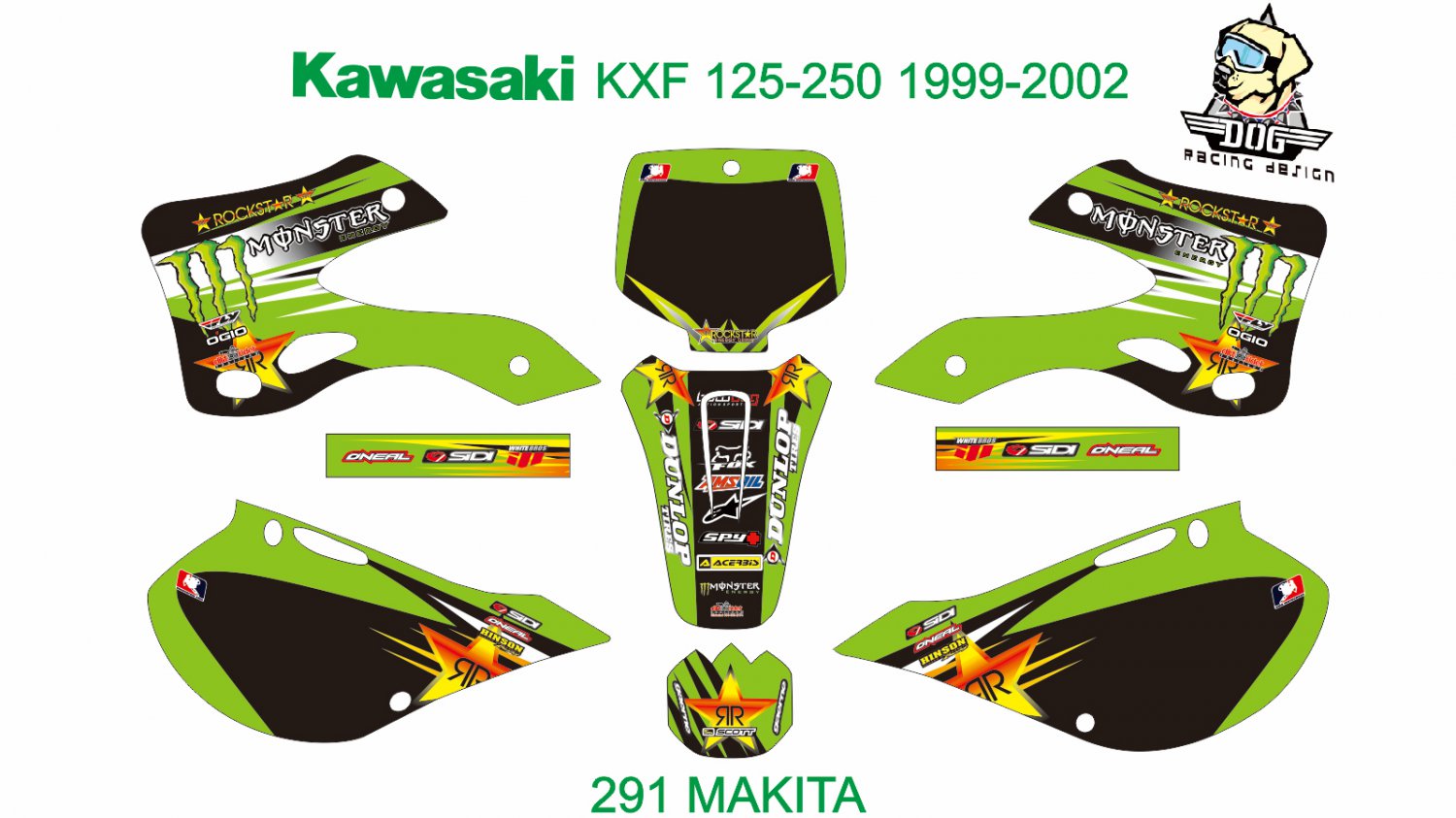 KAWASAKI KX 125-250 1999-2002 GRAPHIC DECAL KIT CODE.291