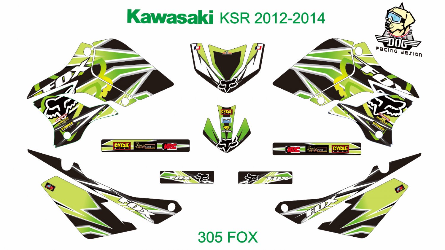 KAWASAKI KSR 2012-2014 GRAPHIC DECAL KIT CODE.305