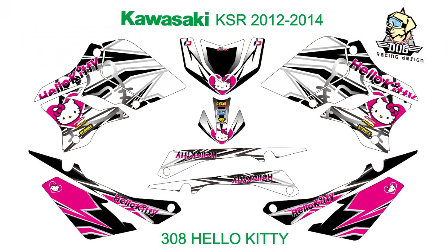 KAWASAKI KSR 2012-2014 GRAPHIC DECAL KIT CODE.308