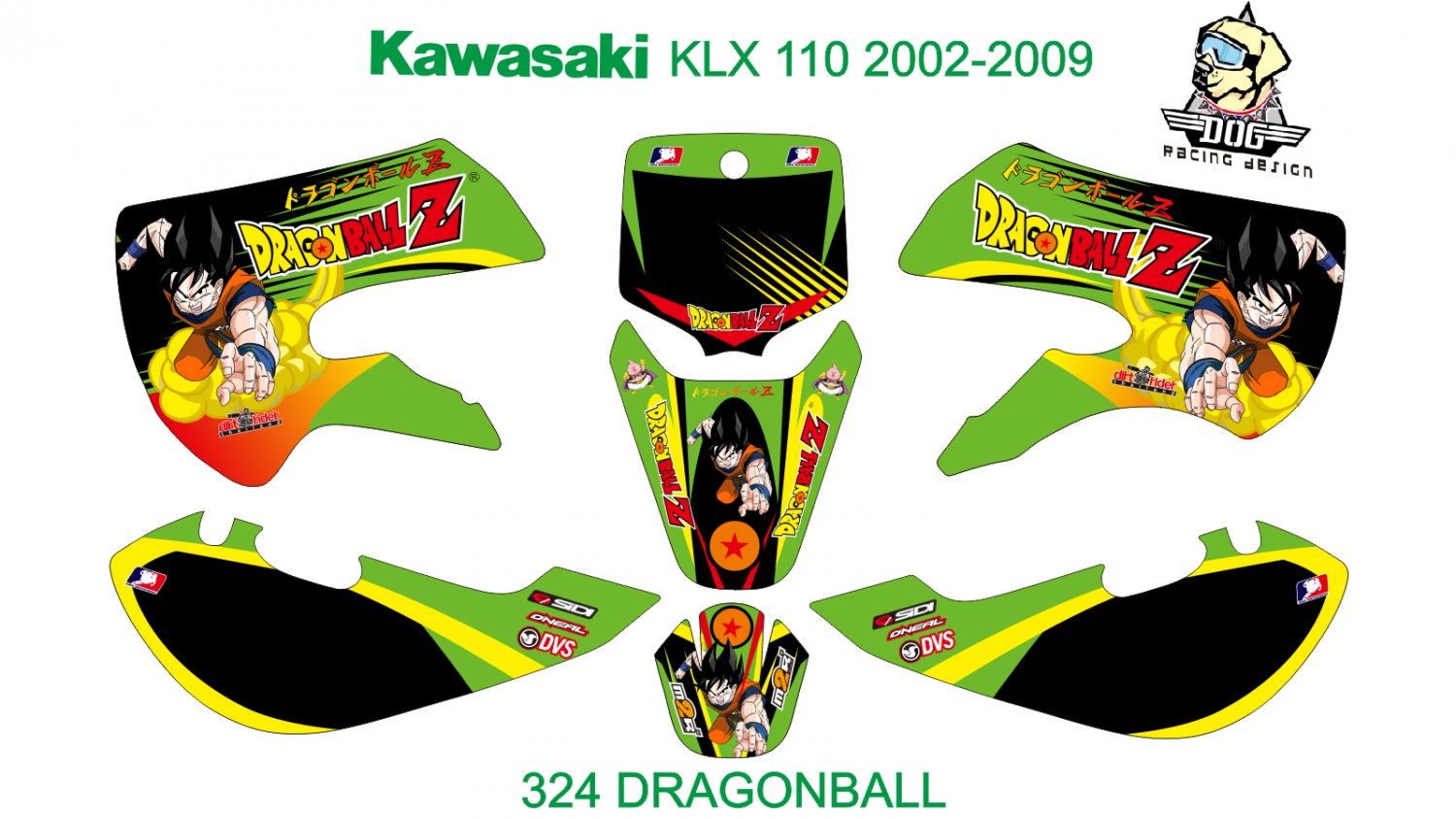KAWASAKI KLX 110 2002-2009 GRAPHIC DECAL KIT CODE.324