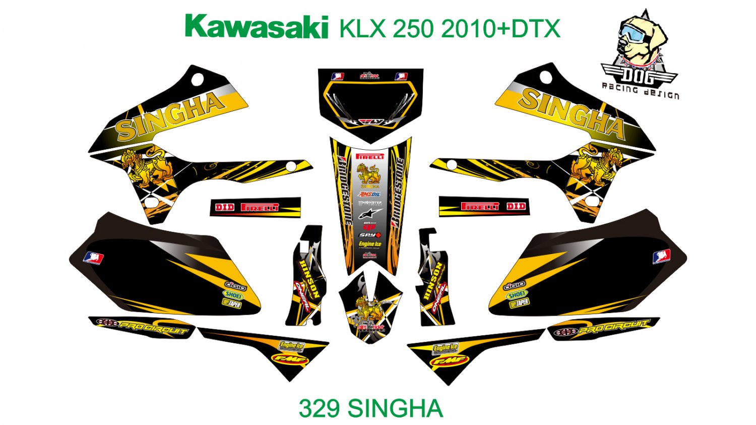 KAWASAKI KLX 250 2010+DTX GRAPHIC DECAL KIT CODE.329