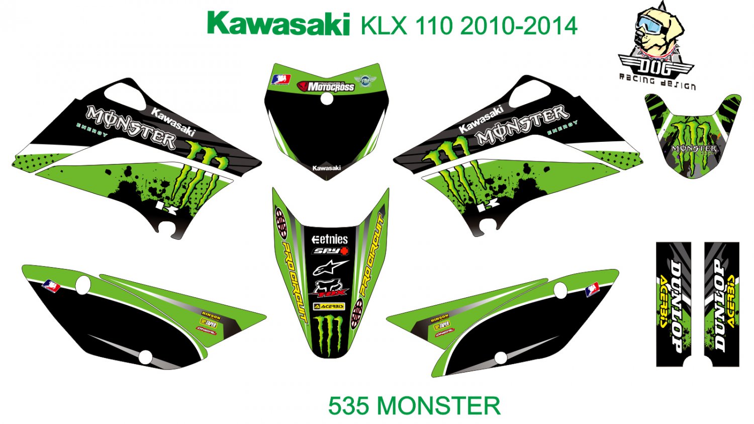KAWASAKI KLX 110 2010-2014 GRAPHIC DECAL KIT CODE.535