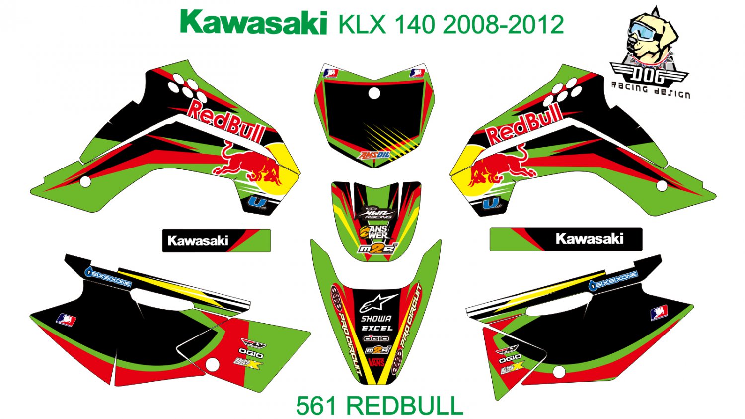KAWASAKI KLX 140 2008-2012 GRAPHIC DECAL KIT CODE.561