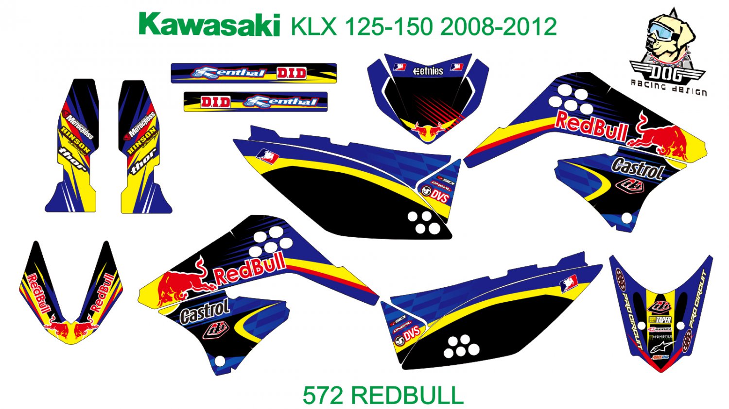 KAWASAKI KLX 125-150 2008-2012 GRAPHIC DECAL KIT CODE.572