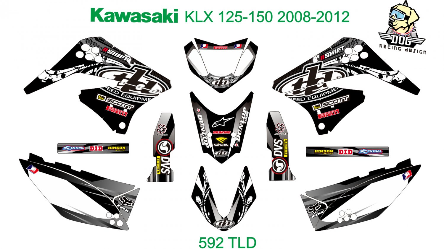 KAWASAKI KLX 125-150 2008-2012 GRAPHIC DECAL KIT CODE.592