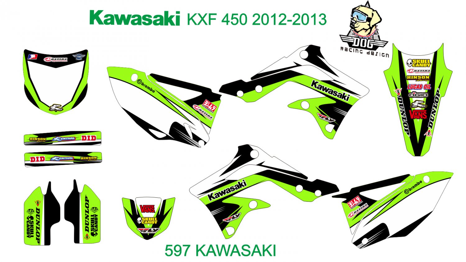 KAWASAKI KXF 450 2012-2013 GRAPHIC DECAL KIT CODE.597