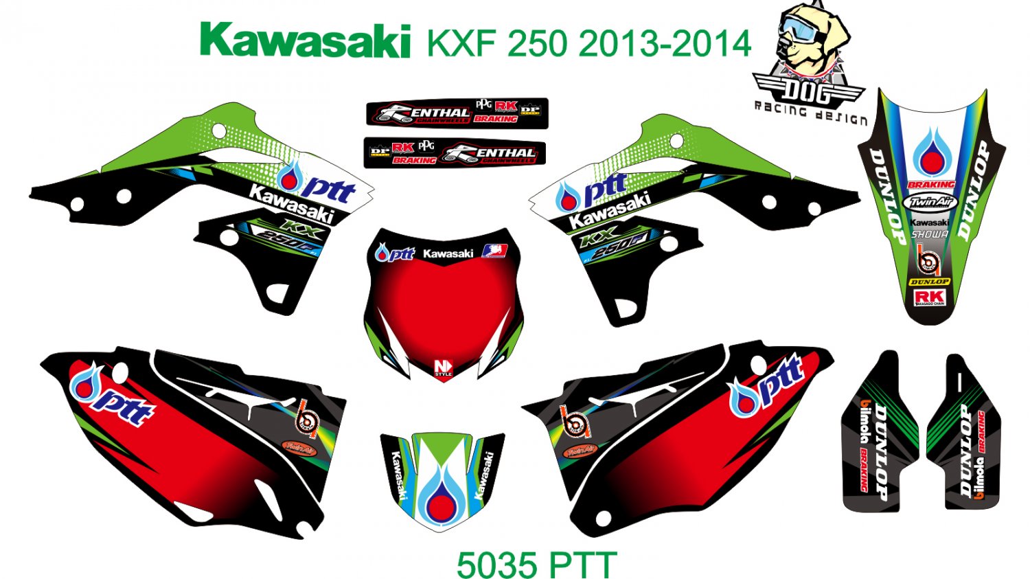 KAWASAKI KXF 250 2013-2014 GRAPHIC DECAL KIT CODE.5035