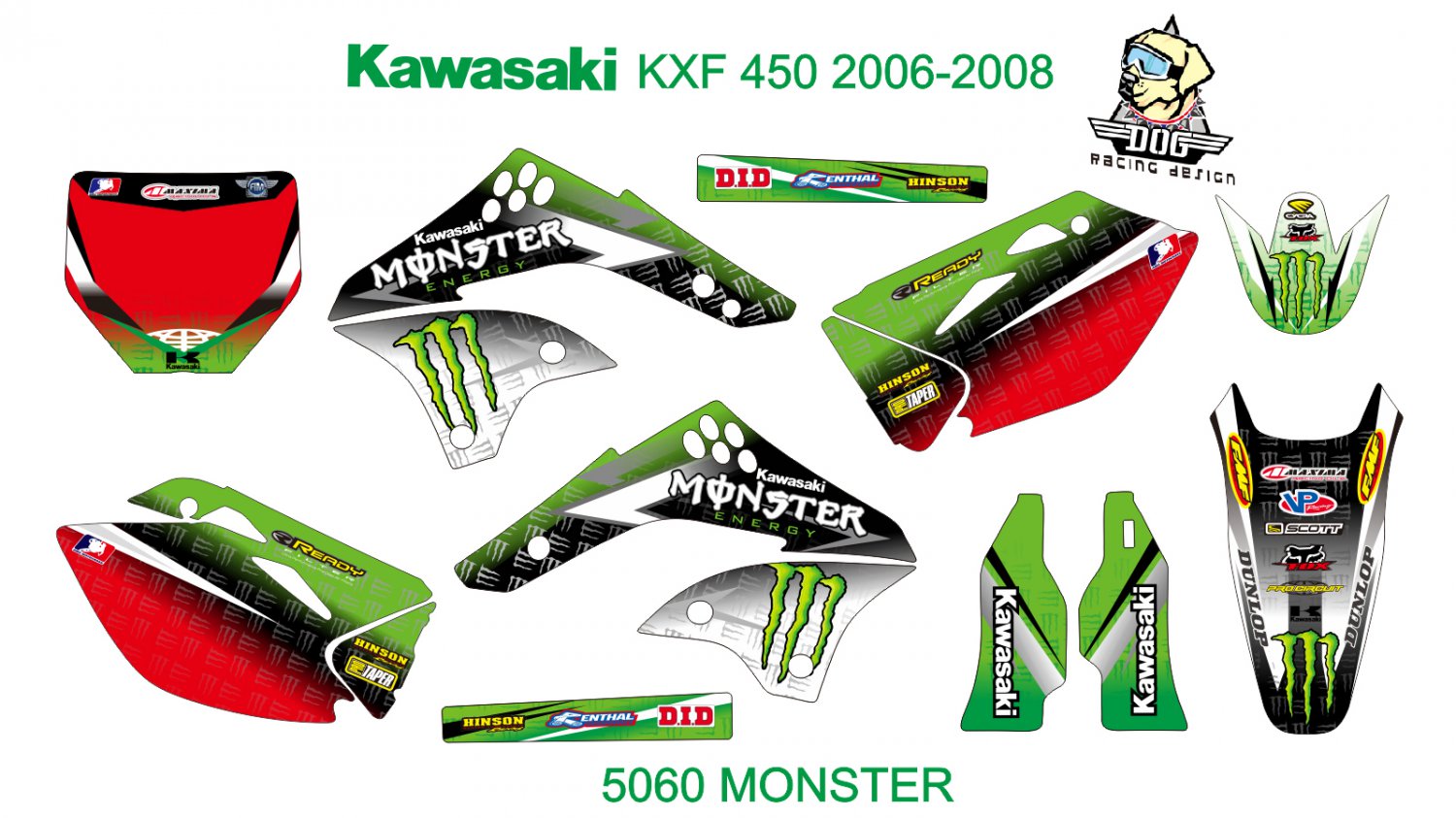 KAWASAKI KXF 450 2006-2008 GRAPHIC DECAL KIT CODE.5060