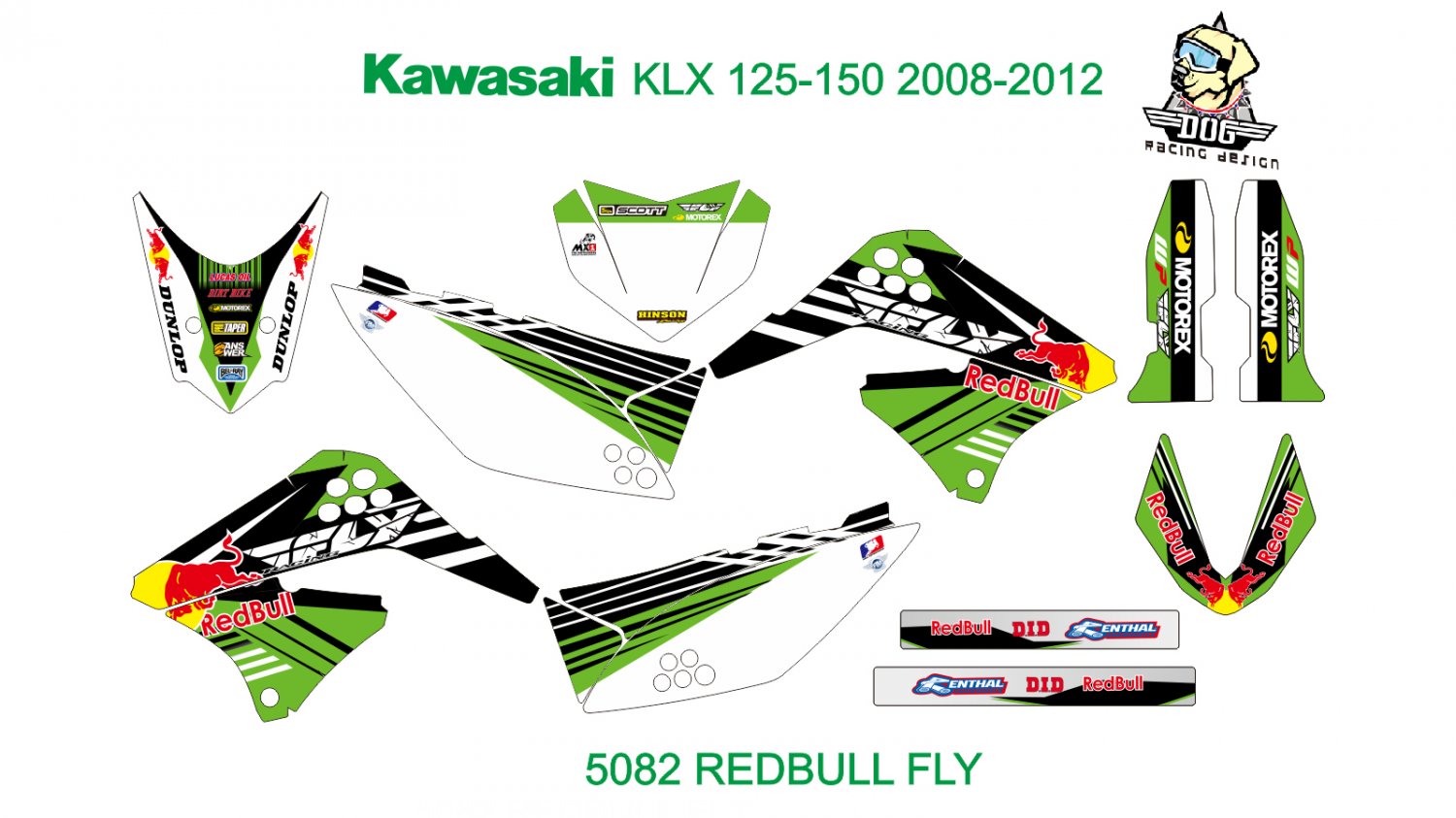 KAWASAKI KLX 125-150 2008-2012 GRAPHIC DECAL KIT CODE.5082