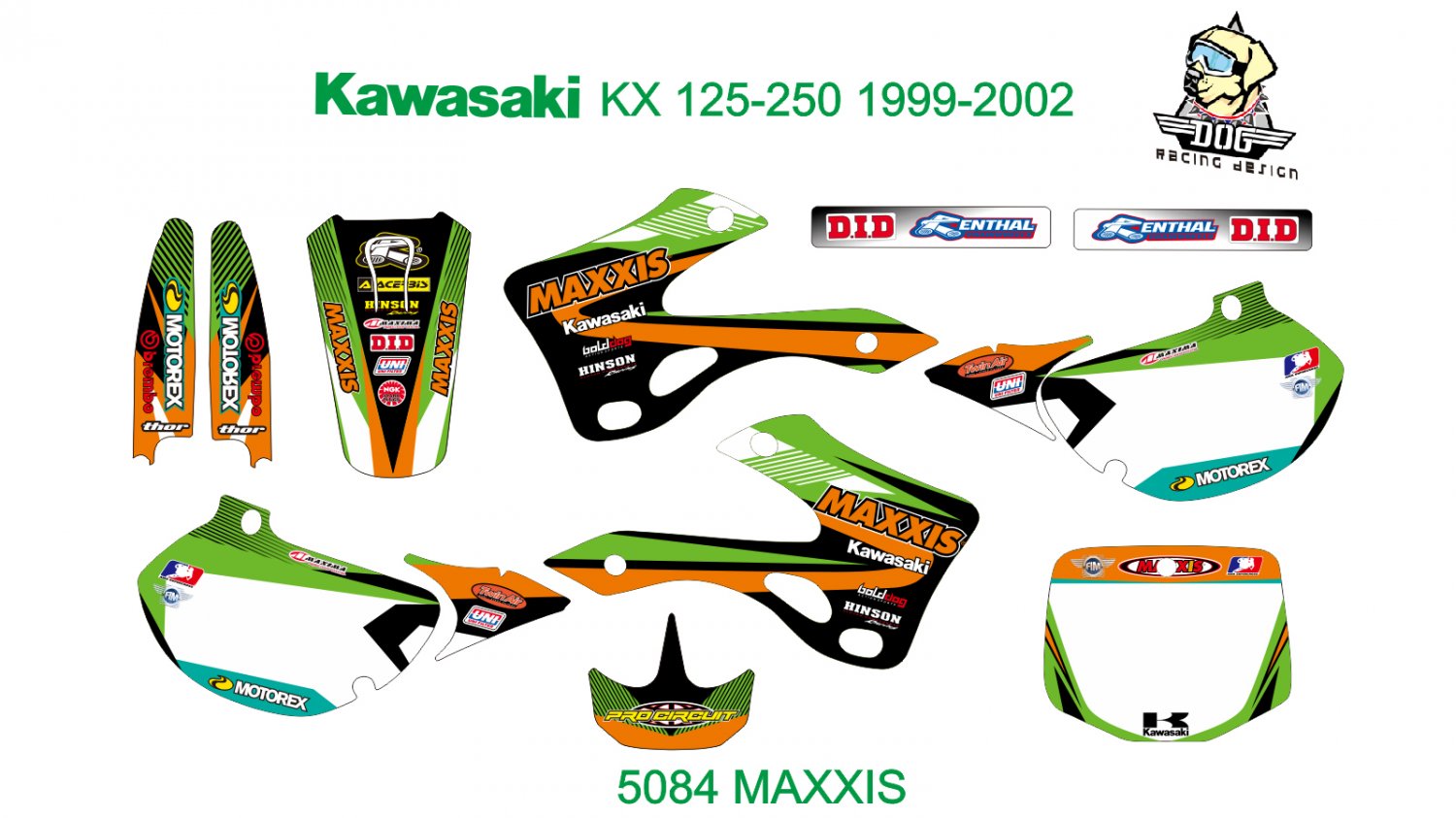 KAWASAKI KX 125-250 1999-2002 GRAPHIC DECAL KIT CODE.5084