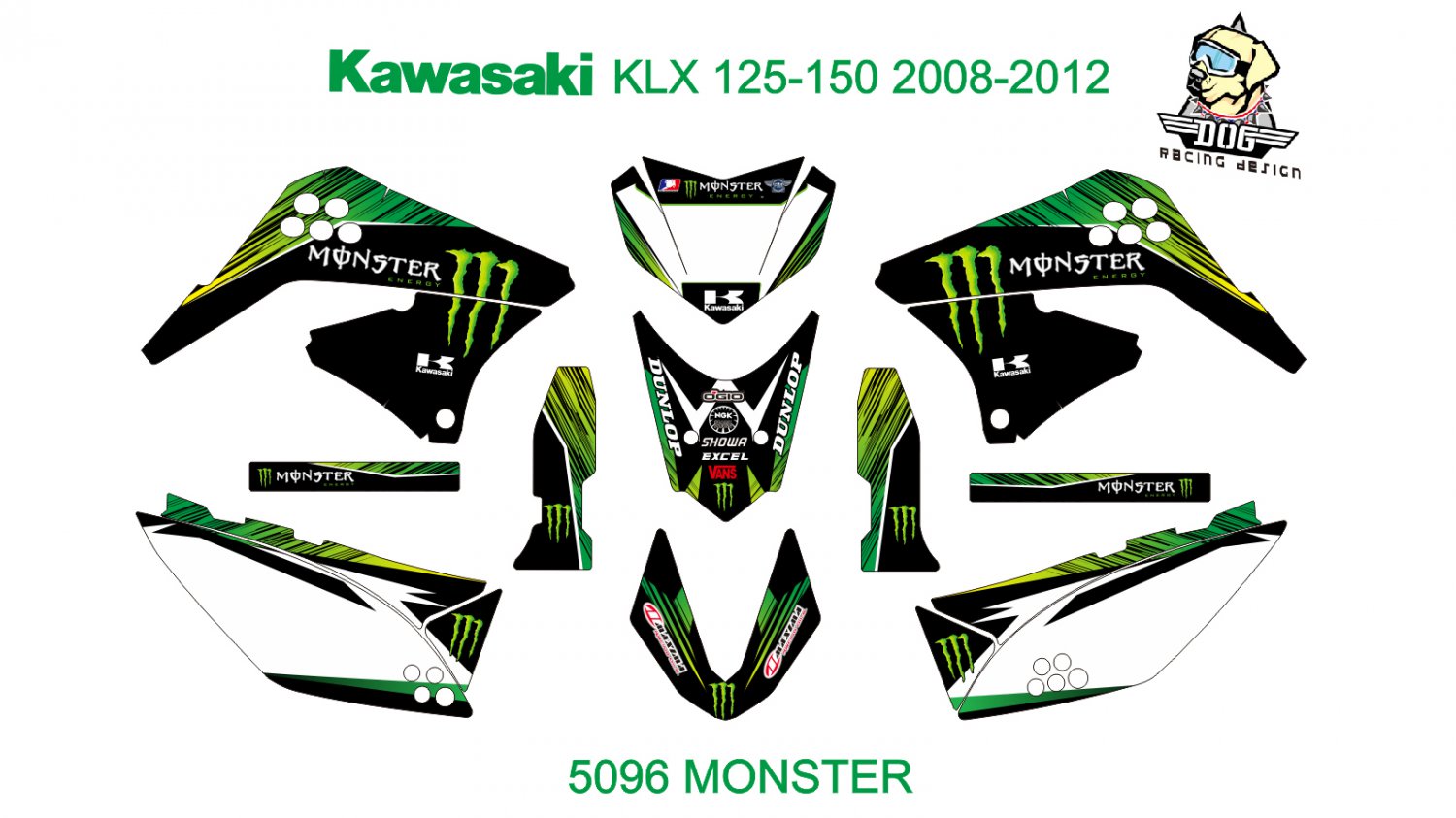 KAWASAKI KLX 125-150 2008-2012 GRAPHIC DECAL KIT CODE.5096