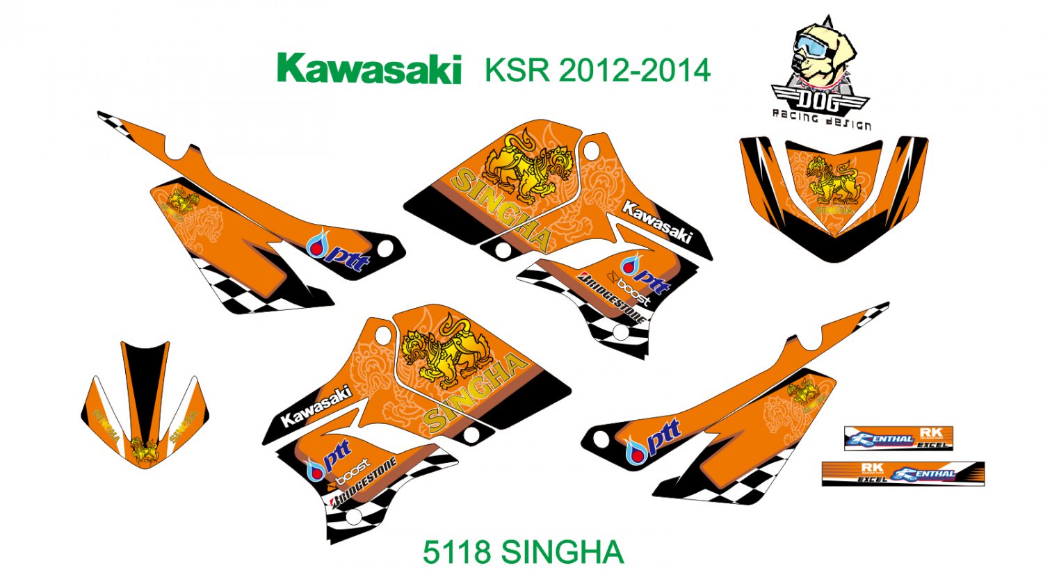 KAWASAKI KSR 2012-2014 GRAPHIC DECAL KIT CODE.5118