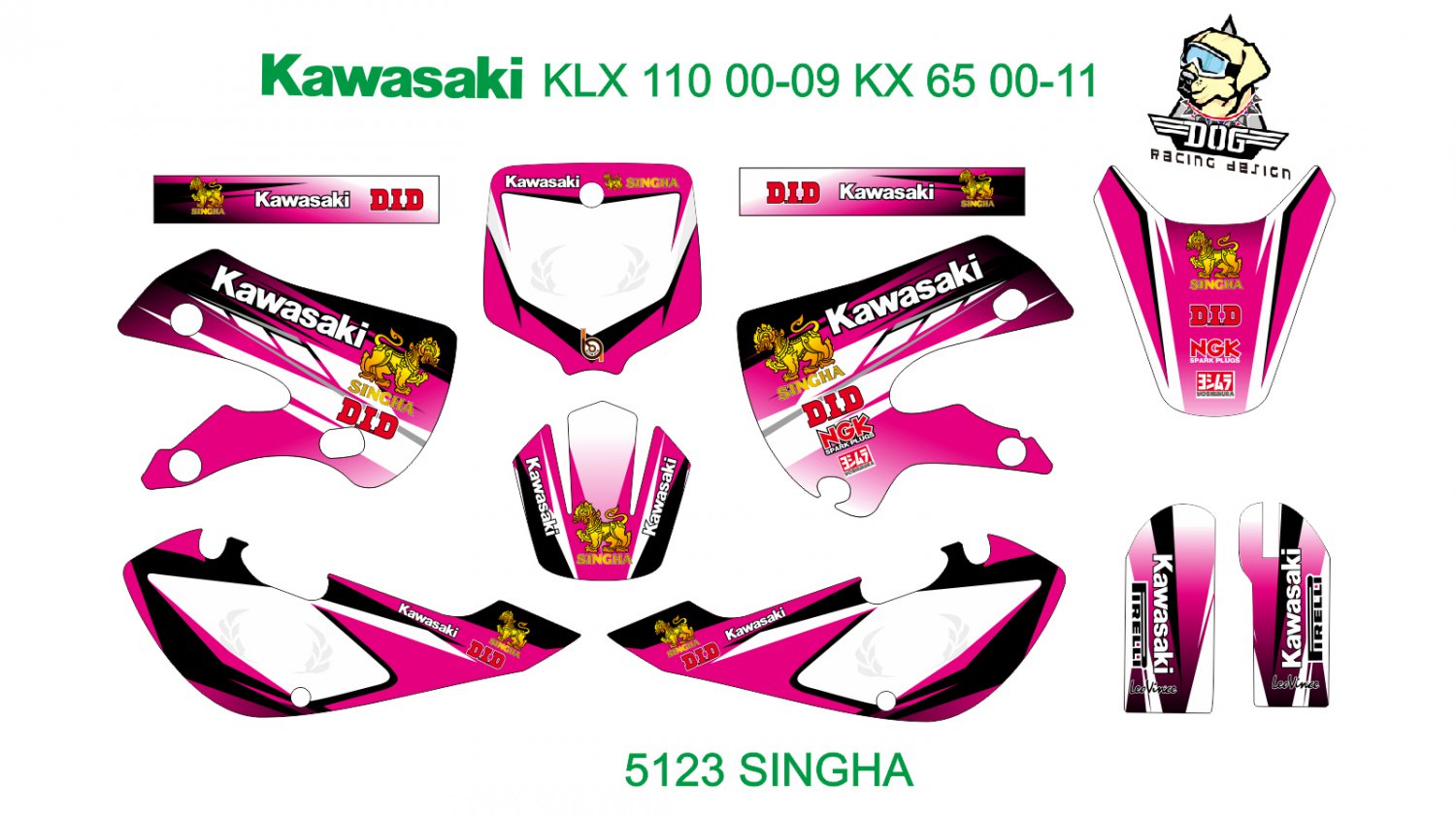 KAWASAKI KLX 110 2000-2009 KX 65 2000-2011 GRAPHIC DECAL KIT CODE.5123