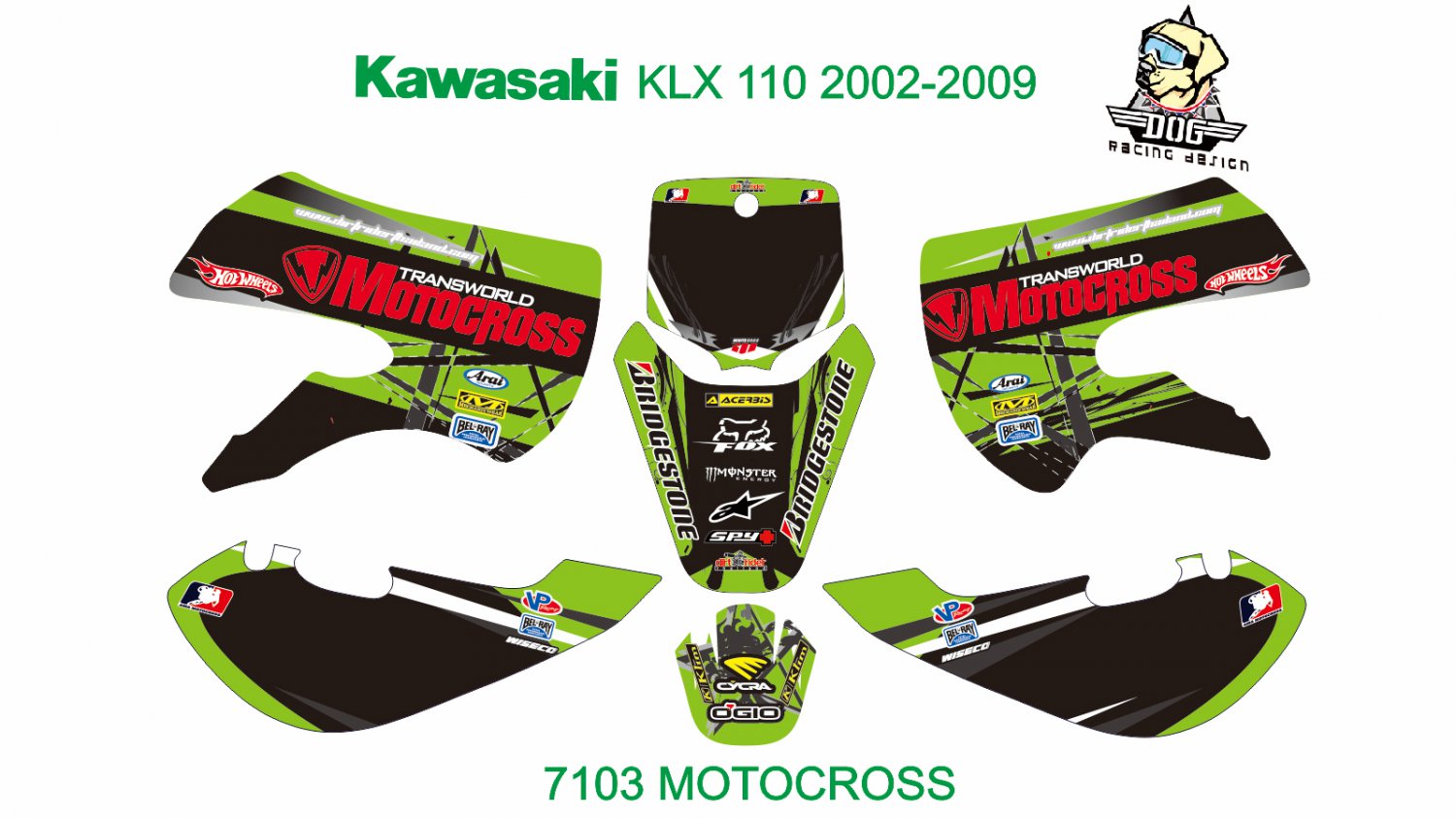 KAWASAKI KLX 110 2002-2009 GRAPHIC DECAL KIT CODE.7103
