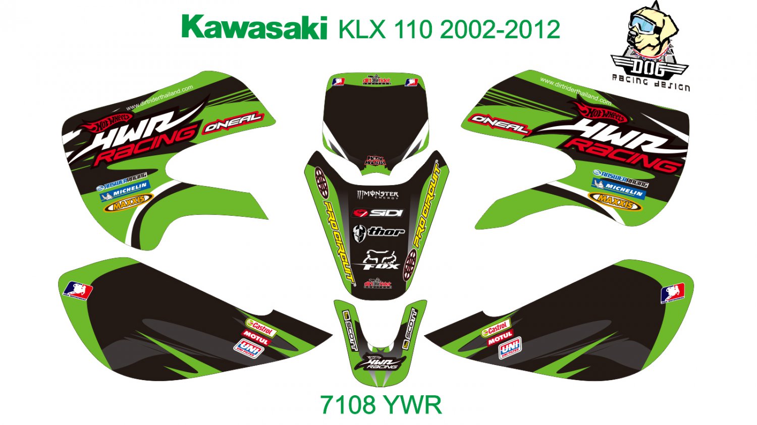 KAWASAKI KLX 110 2002-2012 GRAPHIC DECAL KIT CODE.7108