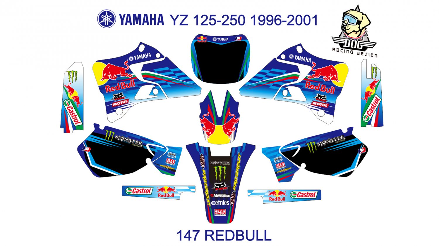 YAMAHA YZ 125-250 1996-2001 GRAPHIC DECAL KIT CODE.147