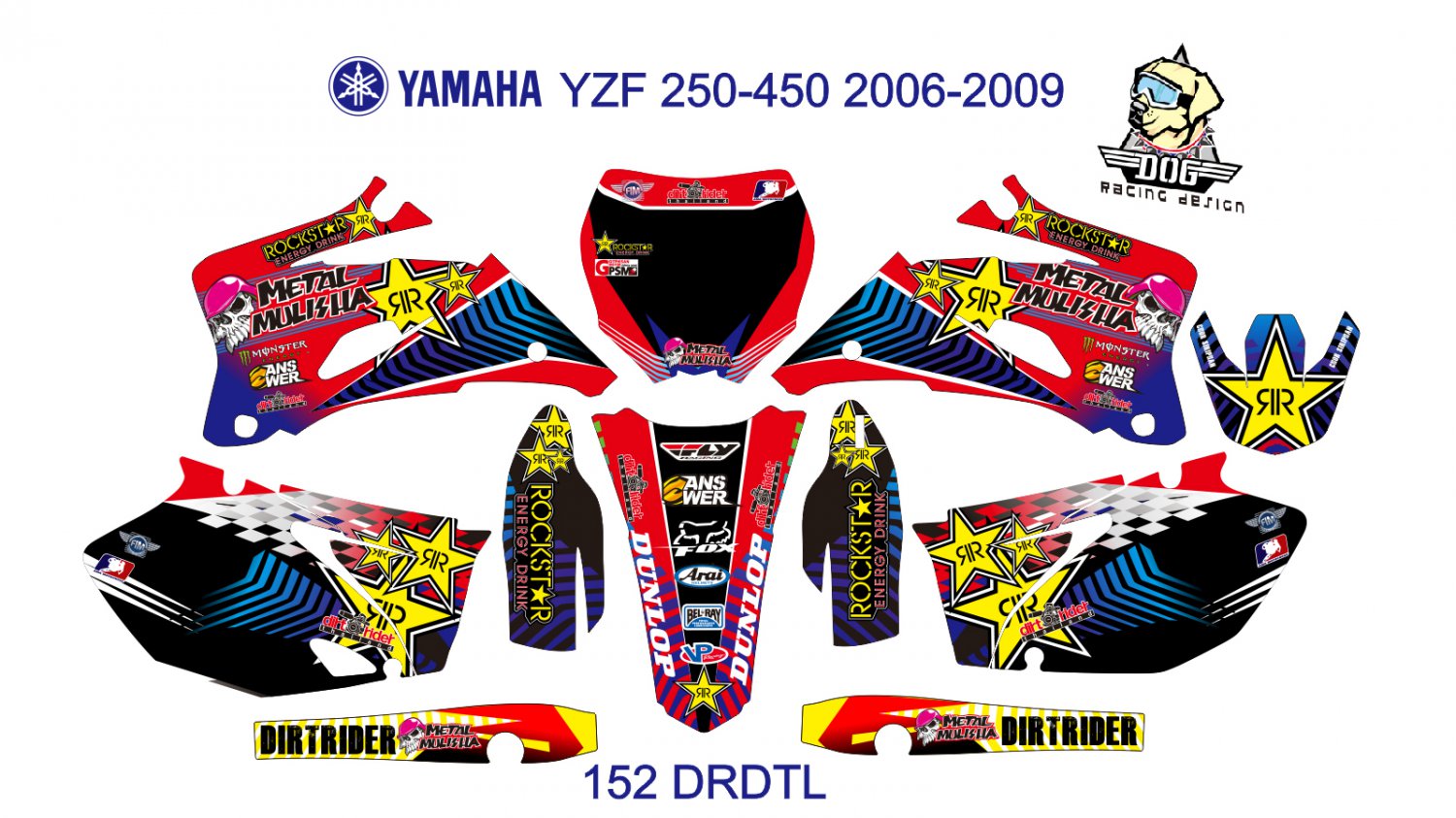 YAMAHA YZF 250-450 2006-2009 GRAPHIC DECAL KIT CODE.152