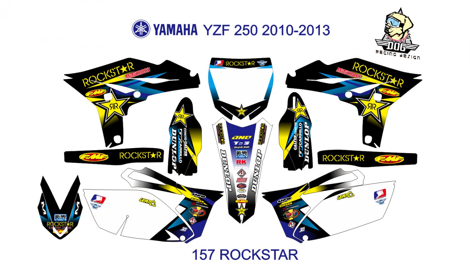 YAMAHA YZF 250 2010-2013 GRAPHIC DECAL KIT CODE.157