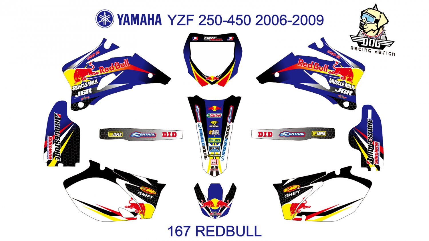 YAMAHA YZF 250-450 2006-2009 GRAPHIC DECAL KIT CODE.167