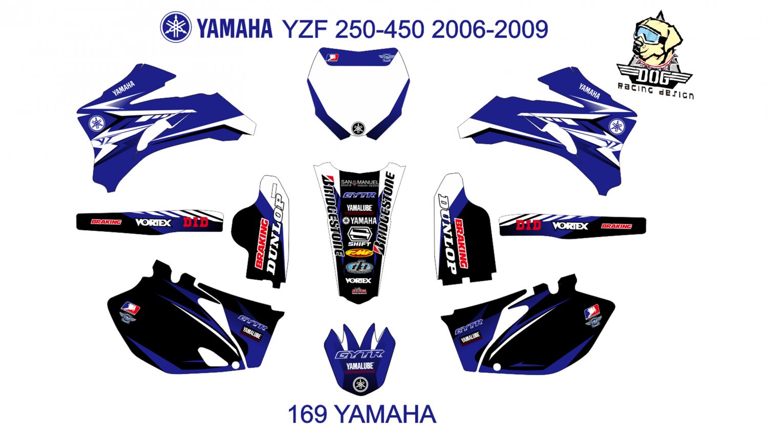 YAMAHA YZF 250-450 2006-2009 GRAPHIC DECAL KIT CODE.169
