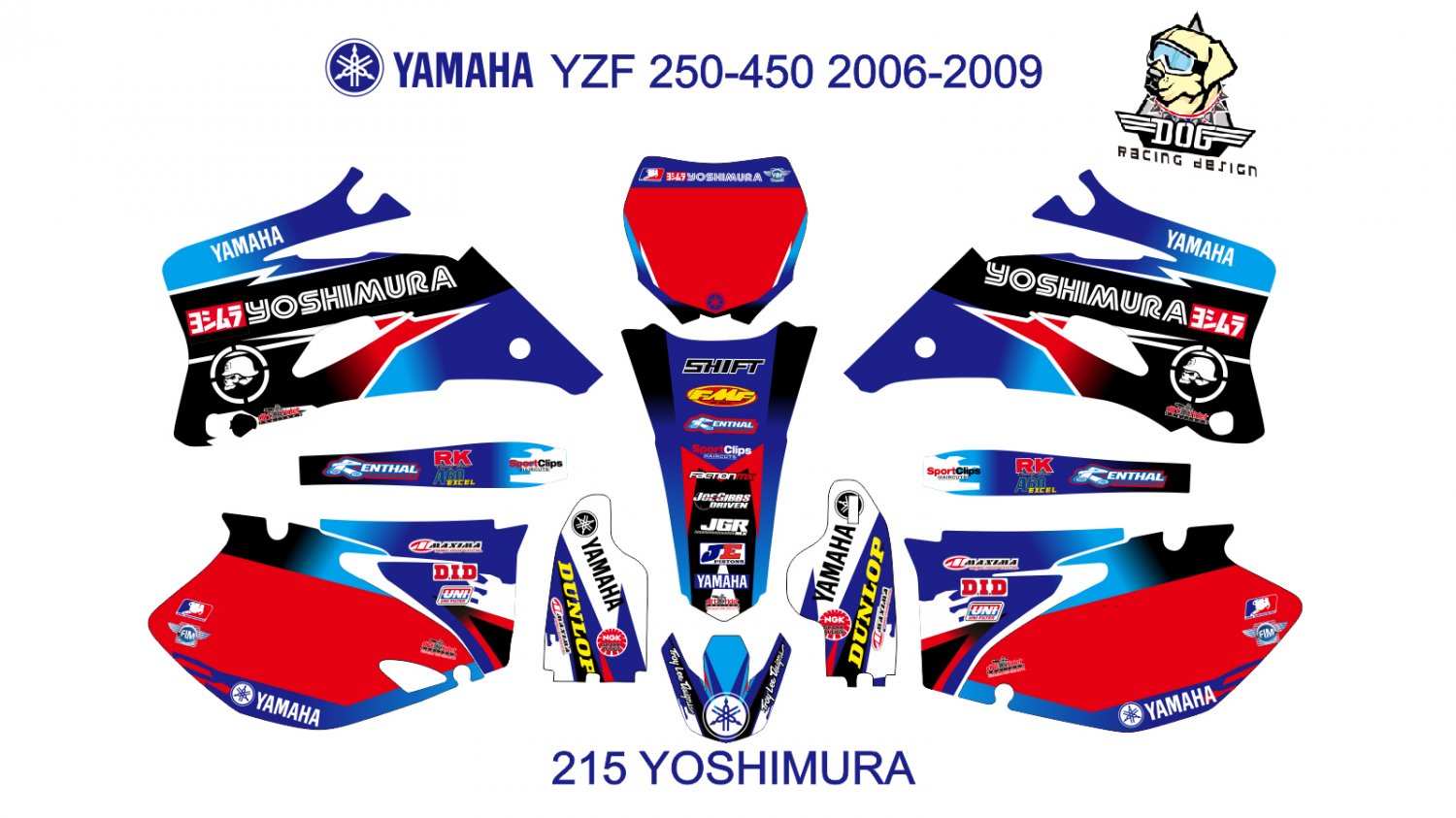 YAMAHA YZF 250-450 2006-2009 GRAPHIC DECAL KIT CODE.215
