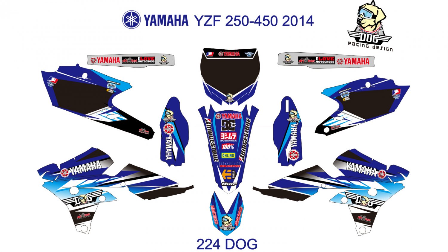 YAMAHA YZF 250-450 2014 GRAPHIC DECAL KIT CODE.224