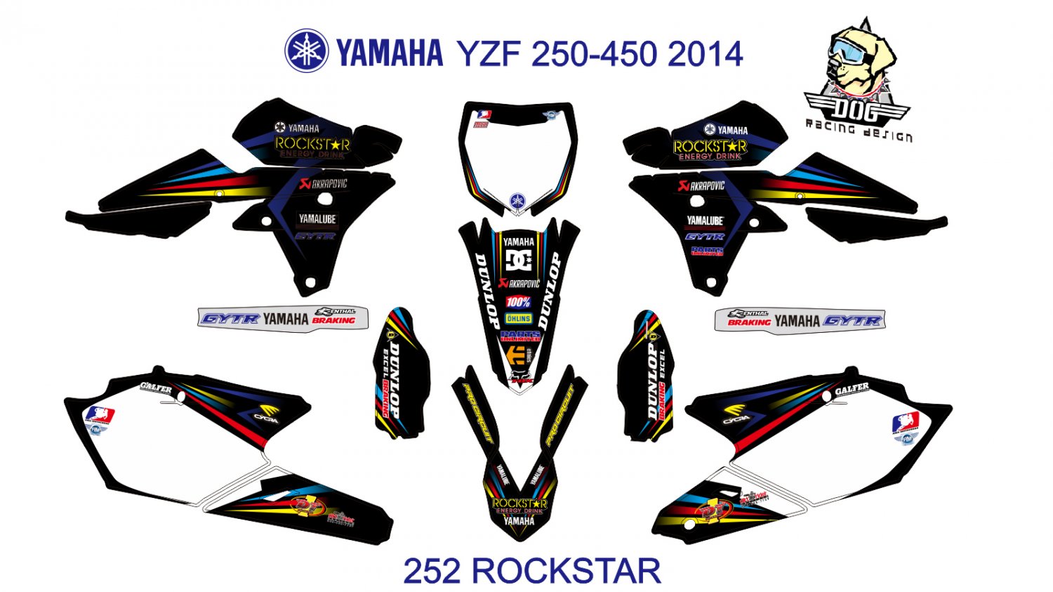 YAMAHA YZF 250-450 2014 GRAPHIC DECAL KIT CODE.252