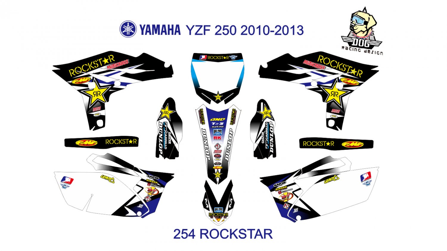 YAMAHA YZF 250 2010-2013 GRAPHIC DECAL KIT CODE.254