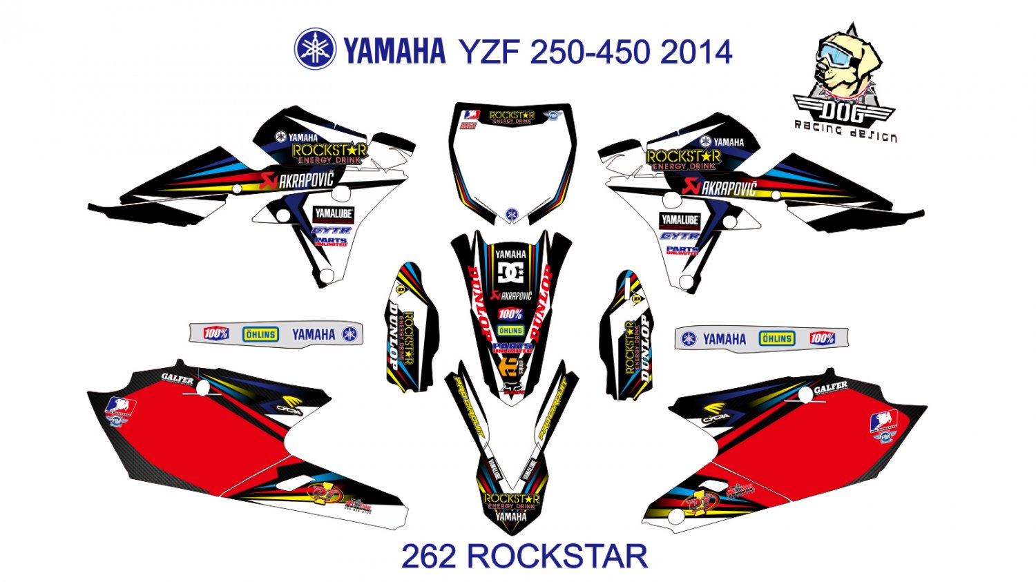 YAMAHA YZF 250-450 2014 GRAPHIC DECAL KIT CODE.262