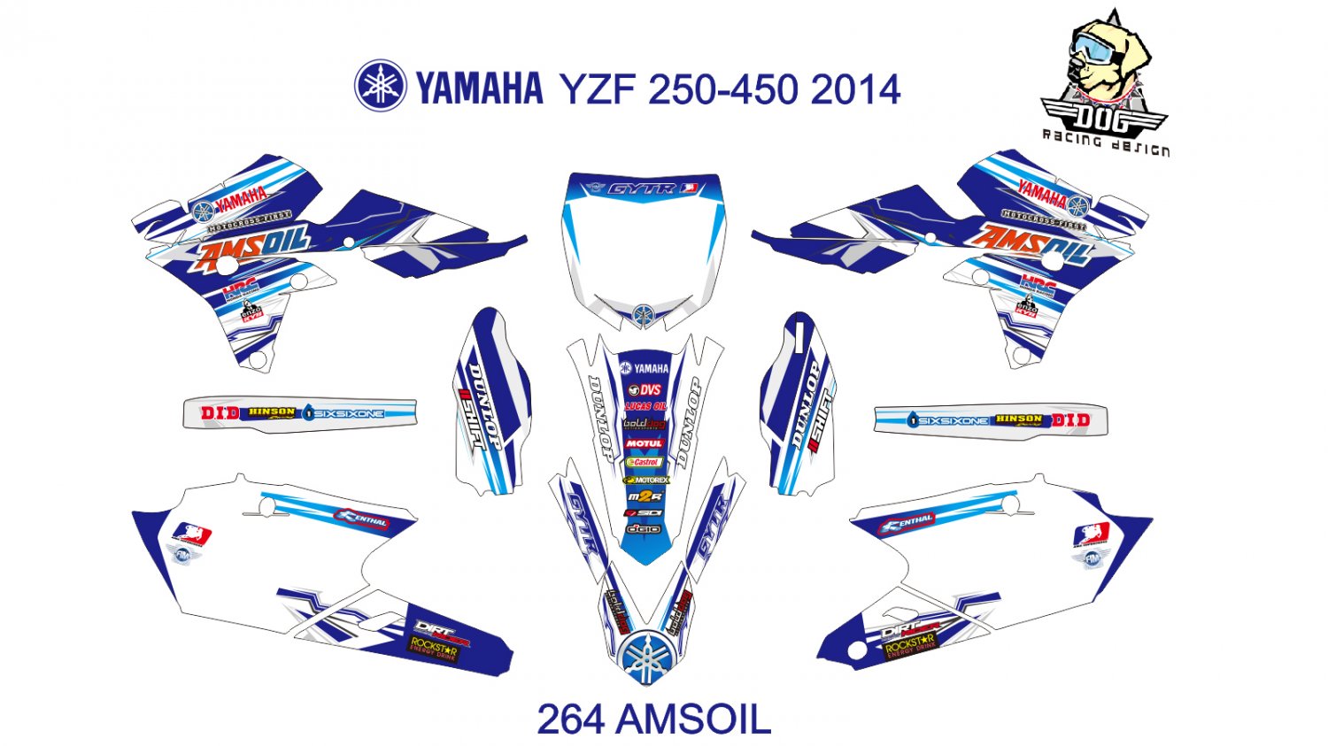 YAMAHA YZF 250-450 2014 GRAPHIC DECAL KIT CODE.264