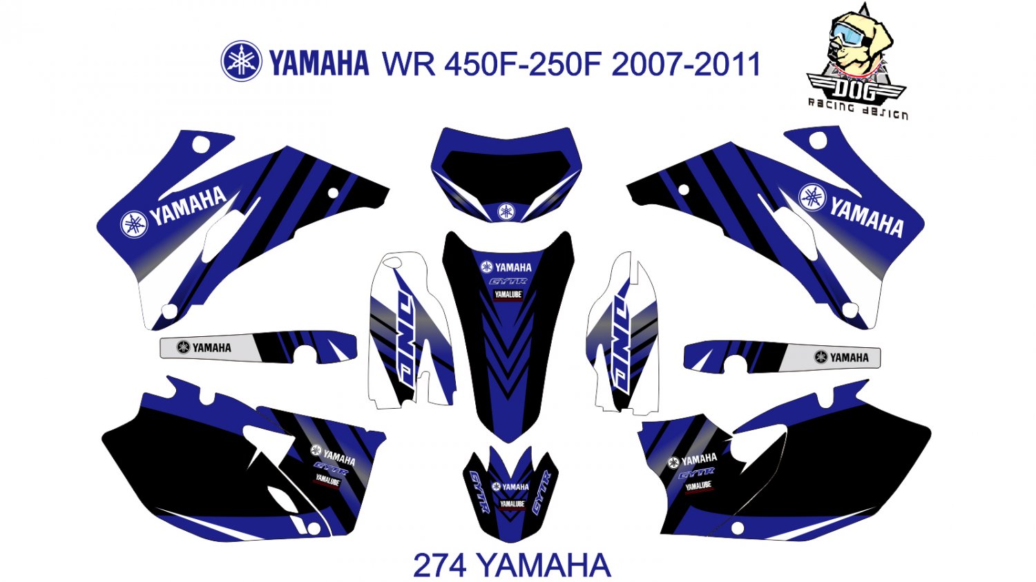 YAMAHA WR 450F-250F 2007-2011 GRAPHIC DECAL KIT CODE.274
