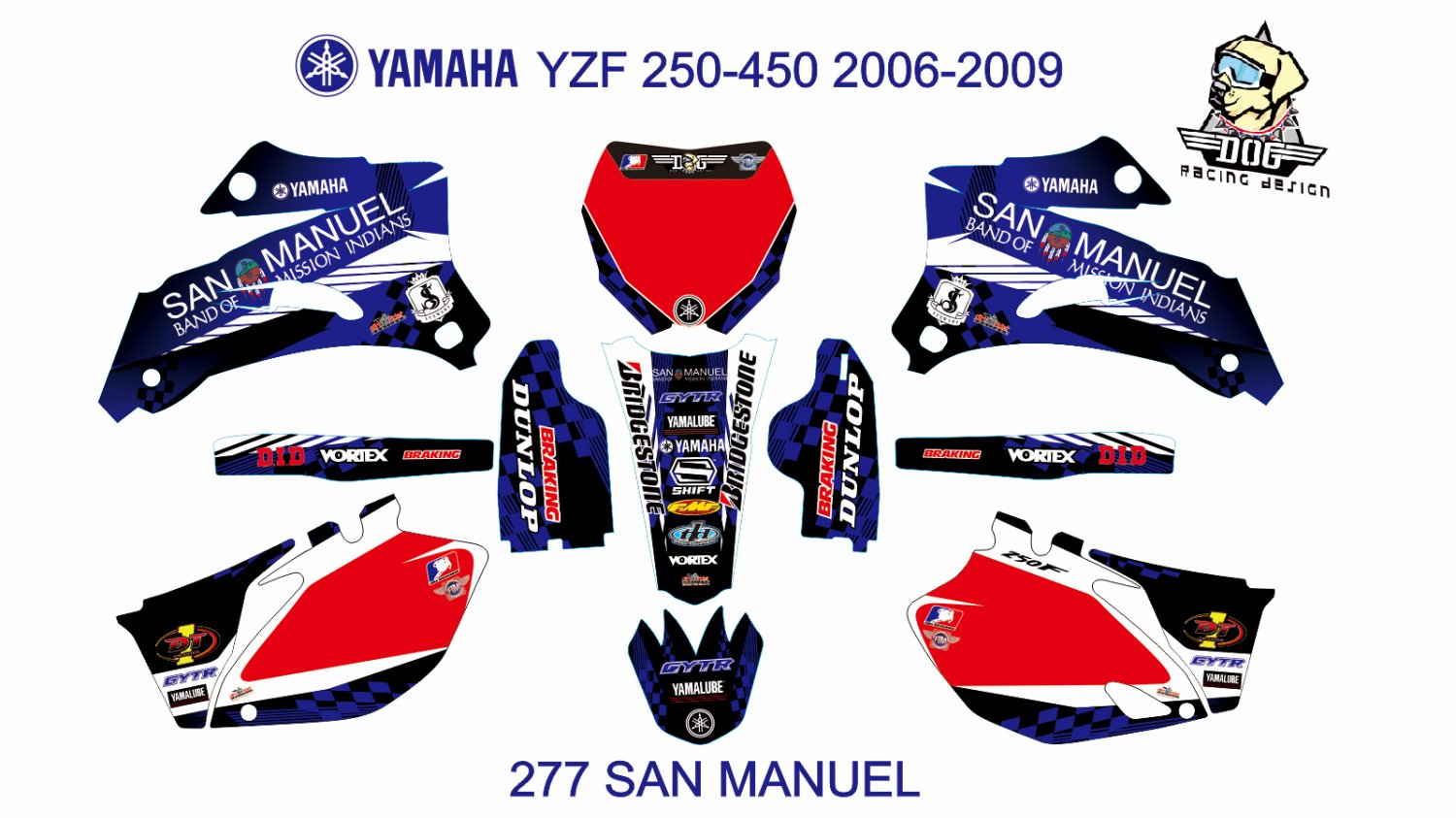 YAMAHA YZF 250-450 2006-2009 GRAPHIC DECAL KIT CODE.277