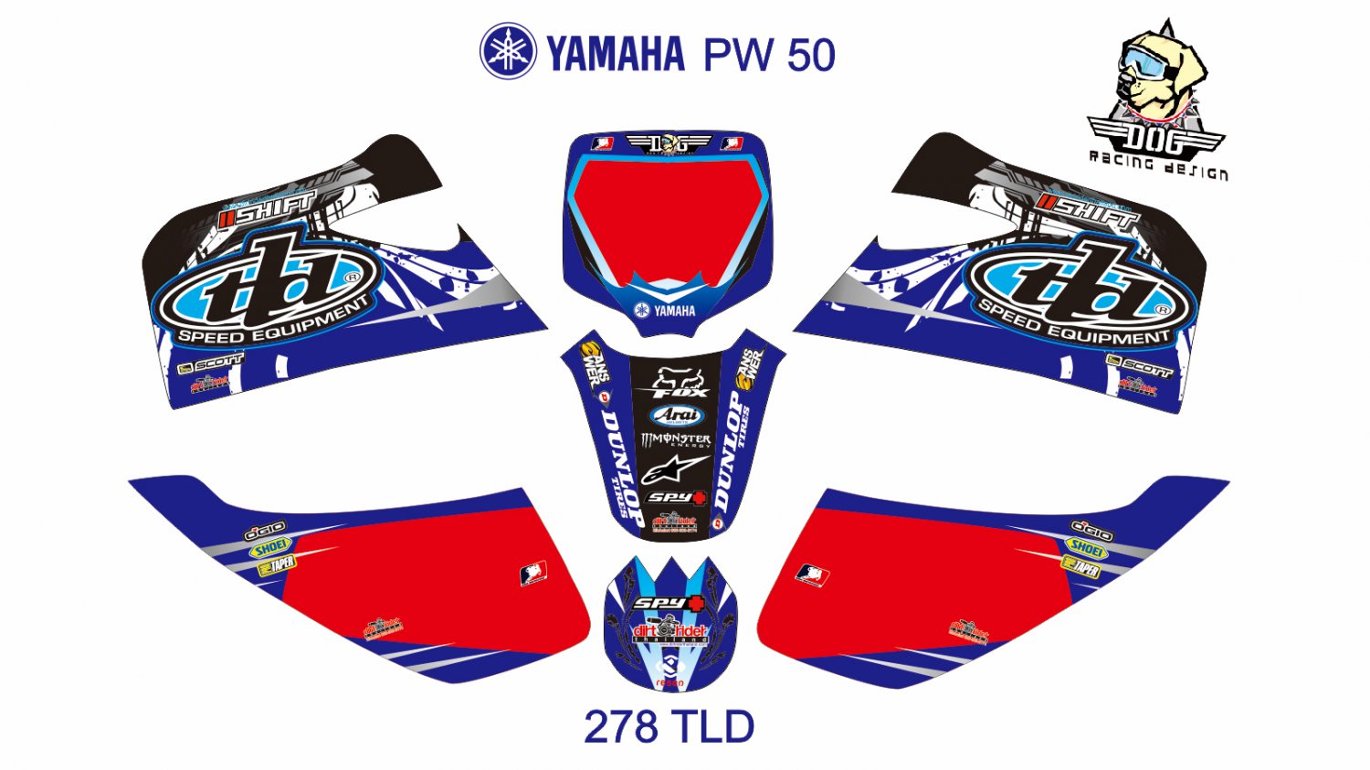 YAMAHA PW 50 GRAPHIC DECAL KIT CODE.278