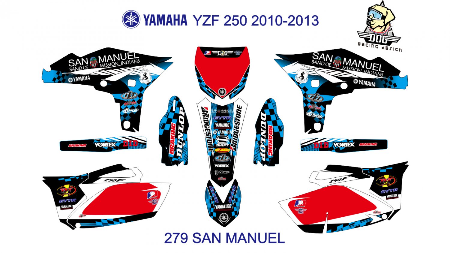 YAMAHA YZF 250 2010-2013 GRAPHIC DECAL KIT CODE.279