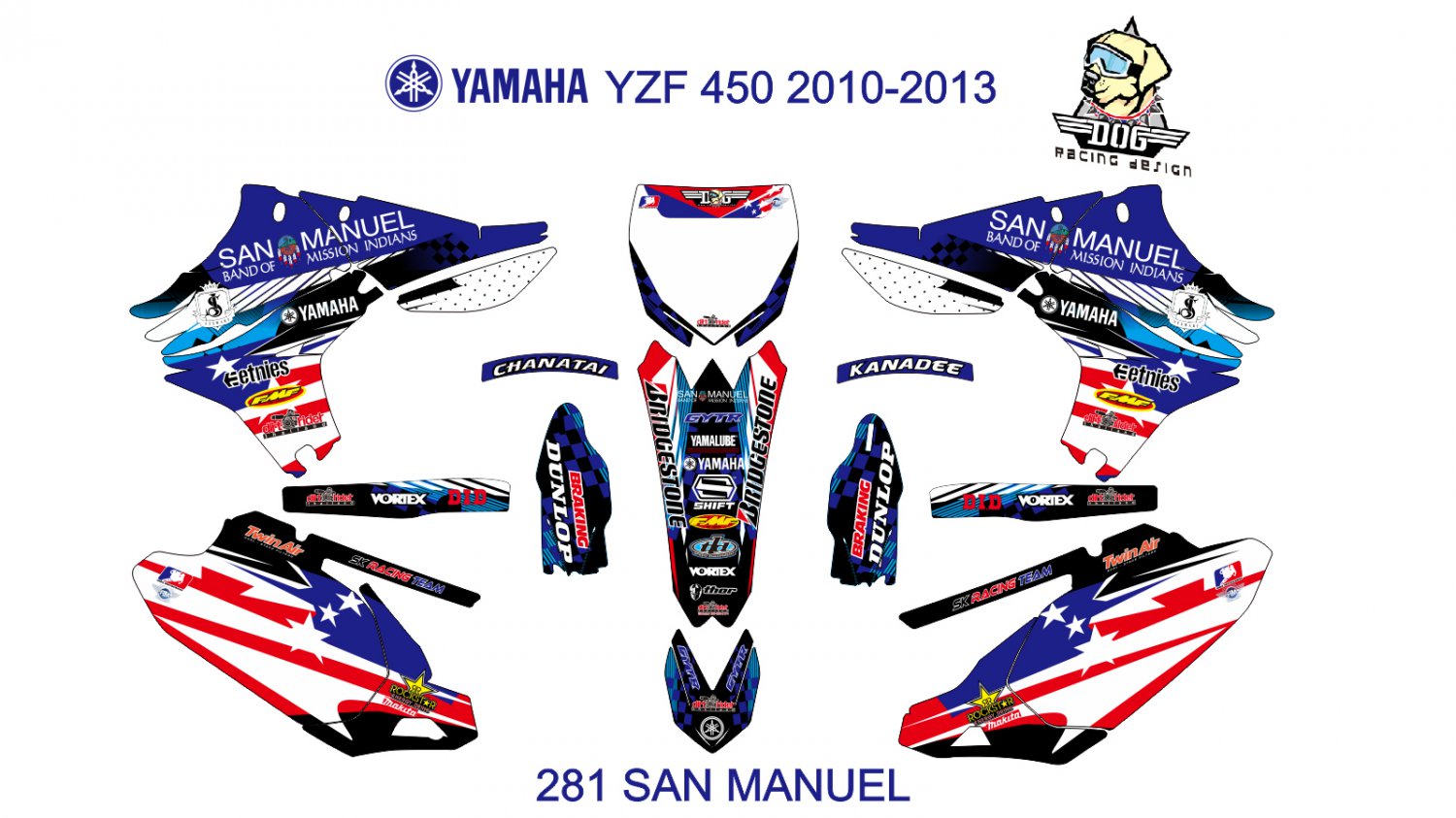 YAMAHA YZF 450 2010-2013 GRAPHIC DECAL KIT CODE.281