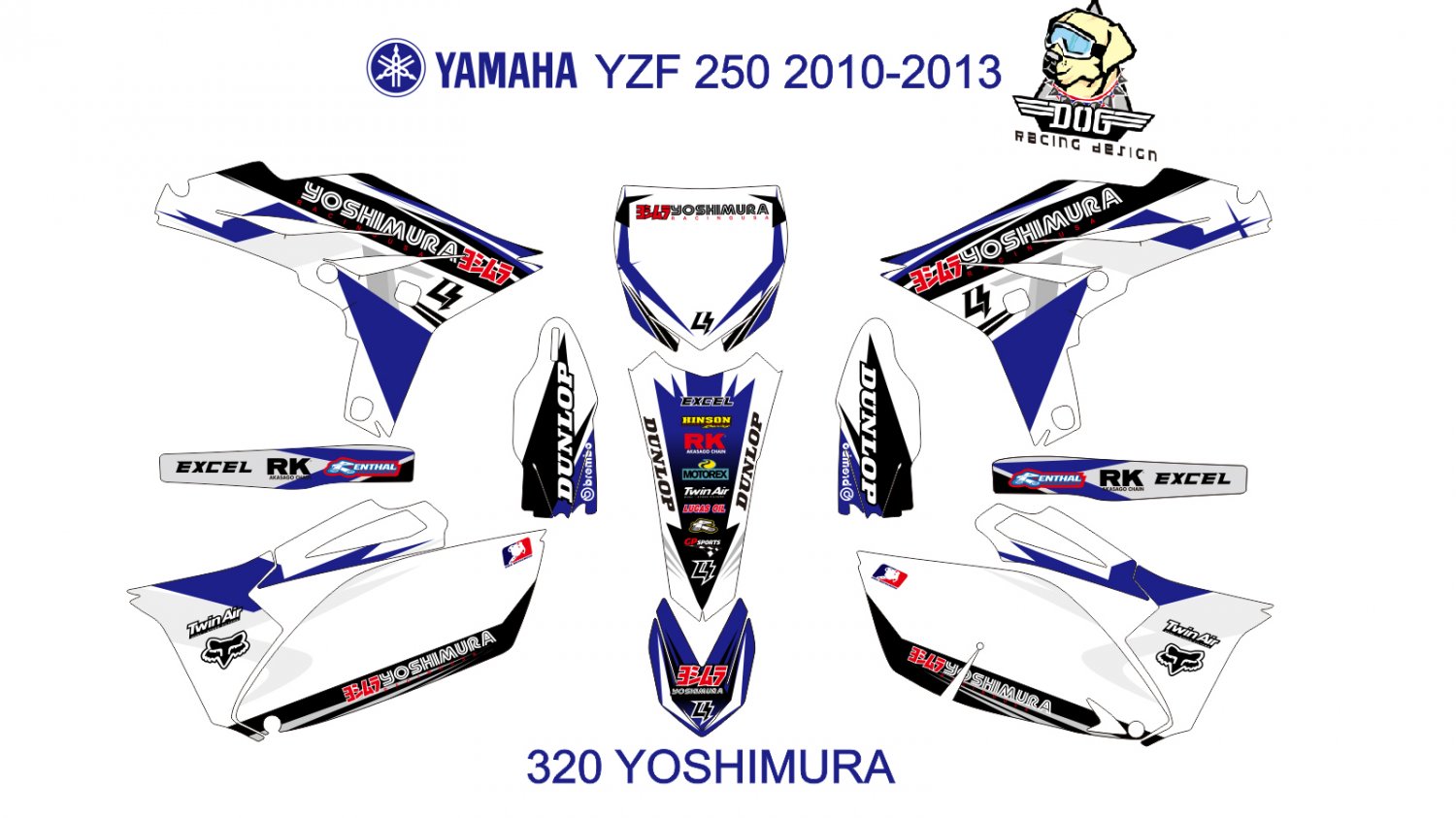 YAMAHA YZF 250 2010-2013 GRAPHIC DECAL KIT CODE.320