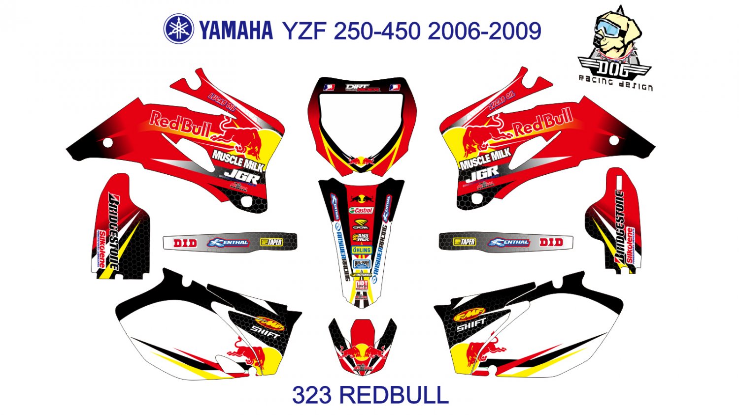 YAMAHA YZF 250-450 2006-2009 GRAPHIC DECAL KIT CODE.323