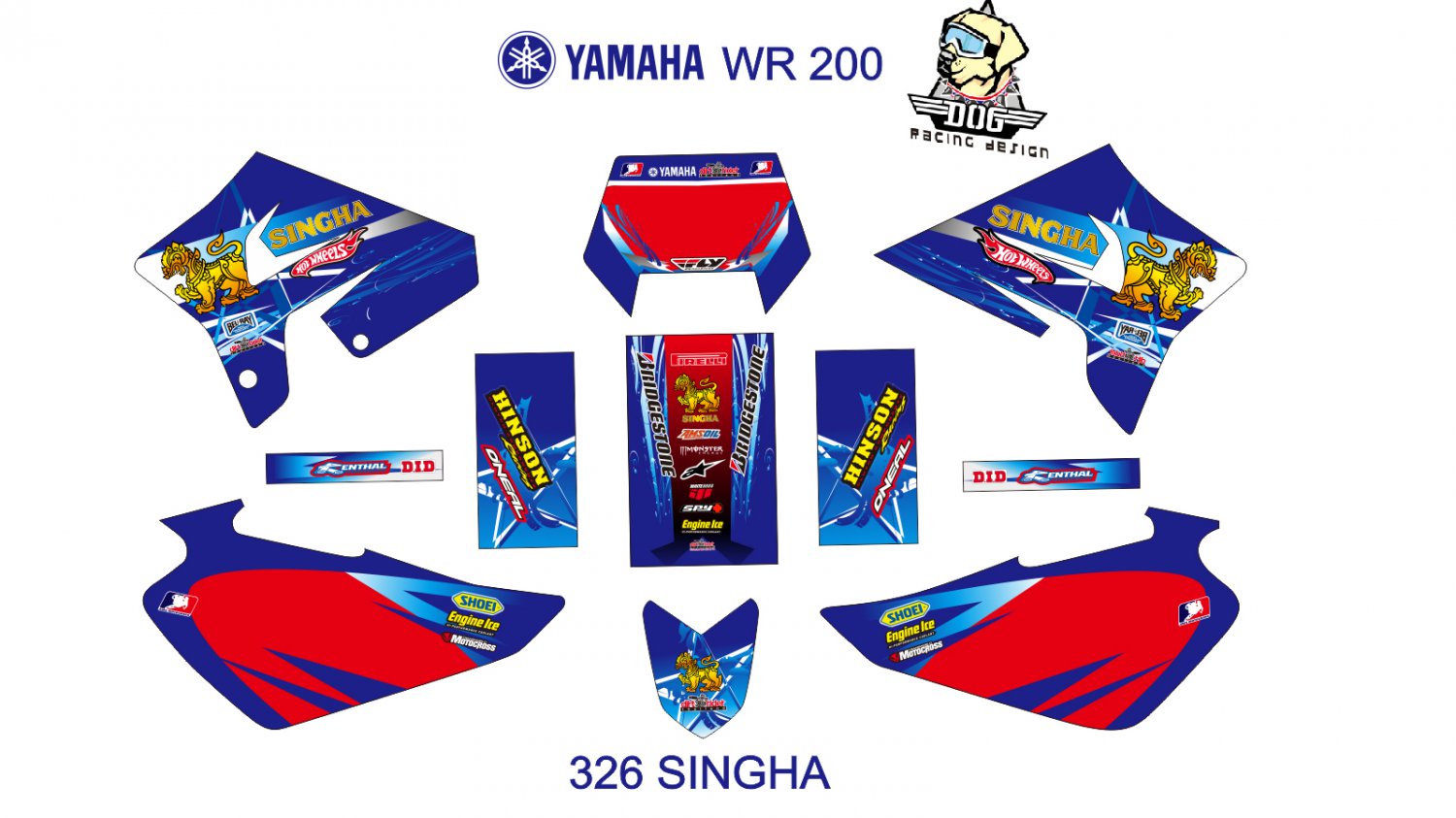 YAMAHA WR 200 GRAPHIC DECAL KIT CODE.326
