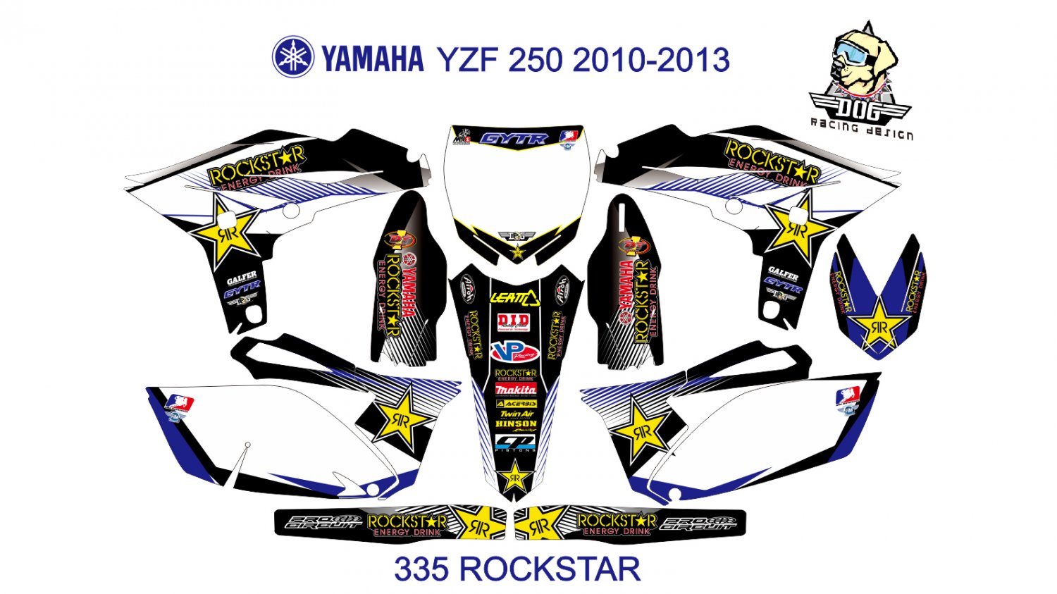 YAMAHA YZF 250 2010-2013 GRAPHIC DECAL KIT CODE.335