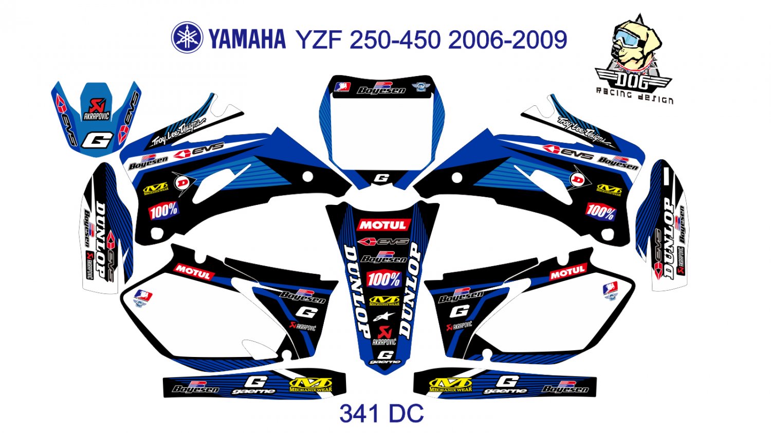 YAMAHA YZF 250-450 2006-2009 GRAPHIC DECAL KIT CODE.341