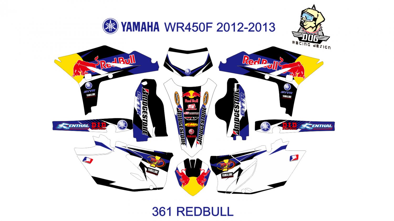 YAMAHA WRF450F 2012-2013 GRAPHIC DECAL KIT CODE.361