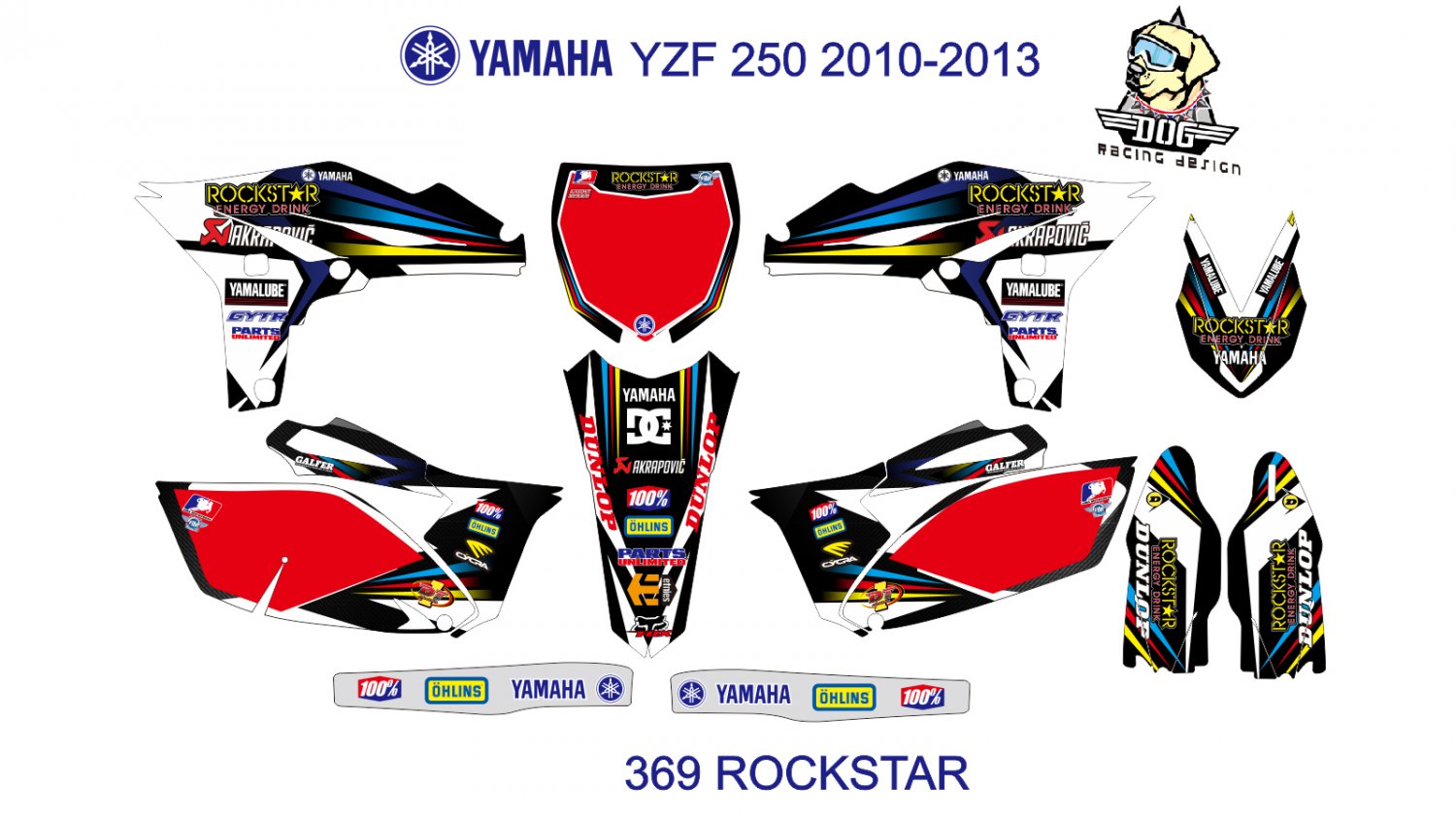 YAMAHA YZF 250 2010-2013 GRAPHIC DECAL KIT CODE.369