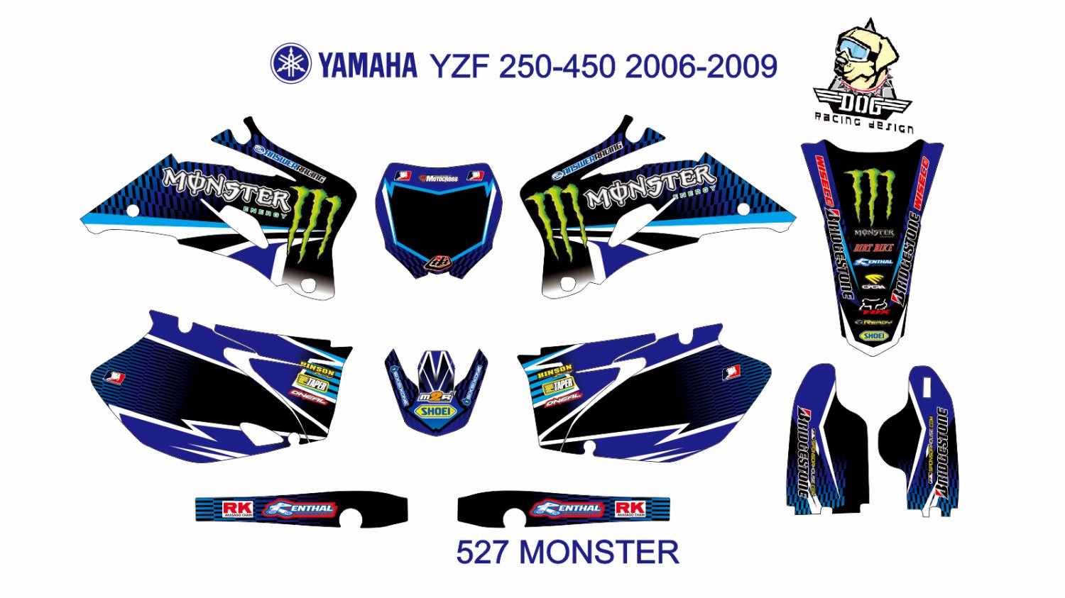 YAMAHA YZF 250-450 2006-2009 GRAPHIC DECAL KIT CODE.527
