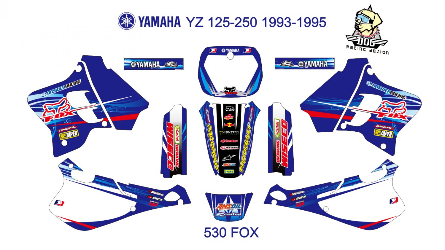 YAMAHA YZ 125-250 1993-1995 2006-2009 GRAPHIC DECAL KIT CODE.530
