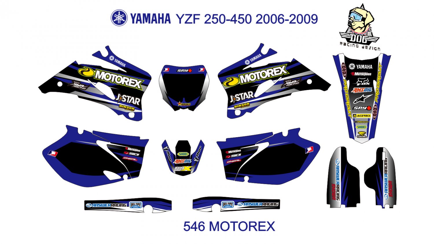 YAMAHA YZF 250-450 2006-2009 GRAPHIC DECAL KIT CODE.546