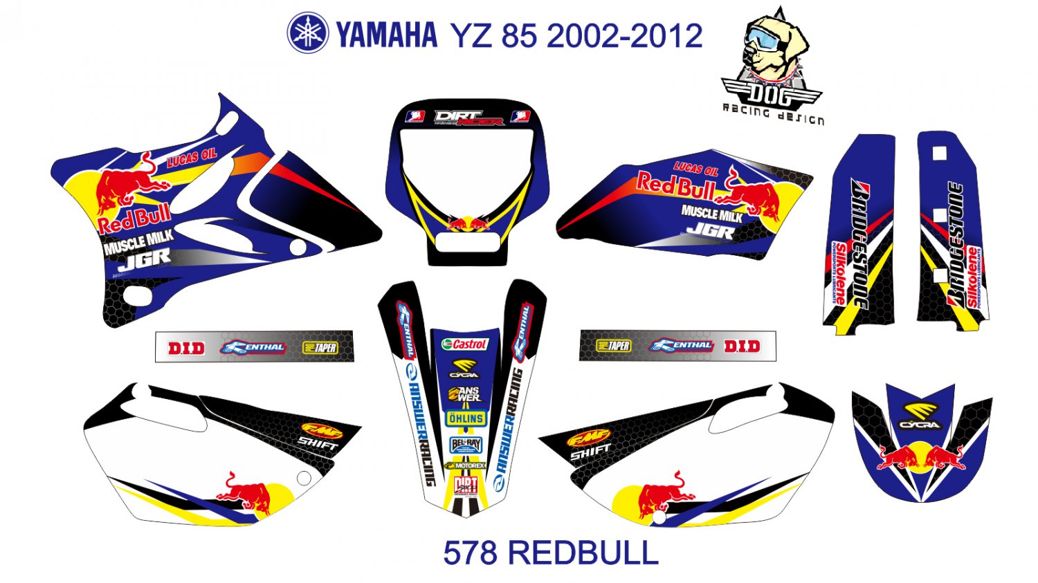 YAMAHA YZ 85 2002-2012 GRAPHIC DECAL KIT CODE.578