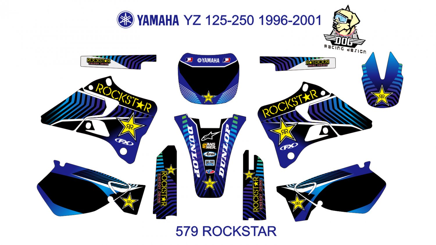 YAMAHA YZ 125-250 1996-2001 GRAPHIC DECAL KIT CODE.579