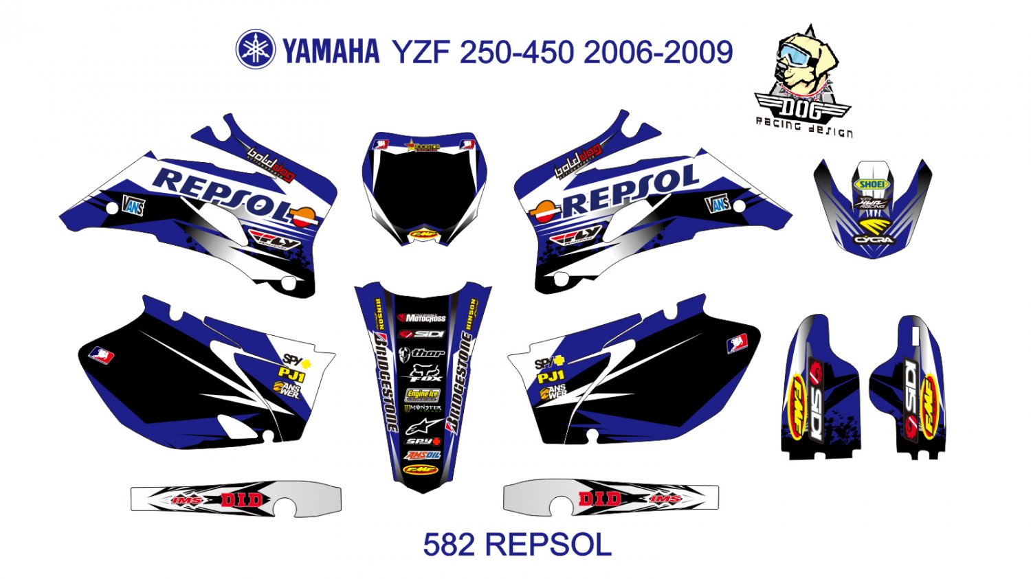 YAMAHA YZF 250-450 2006-2009 GRAPHIC DECAL KIT CODE.582
