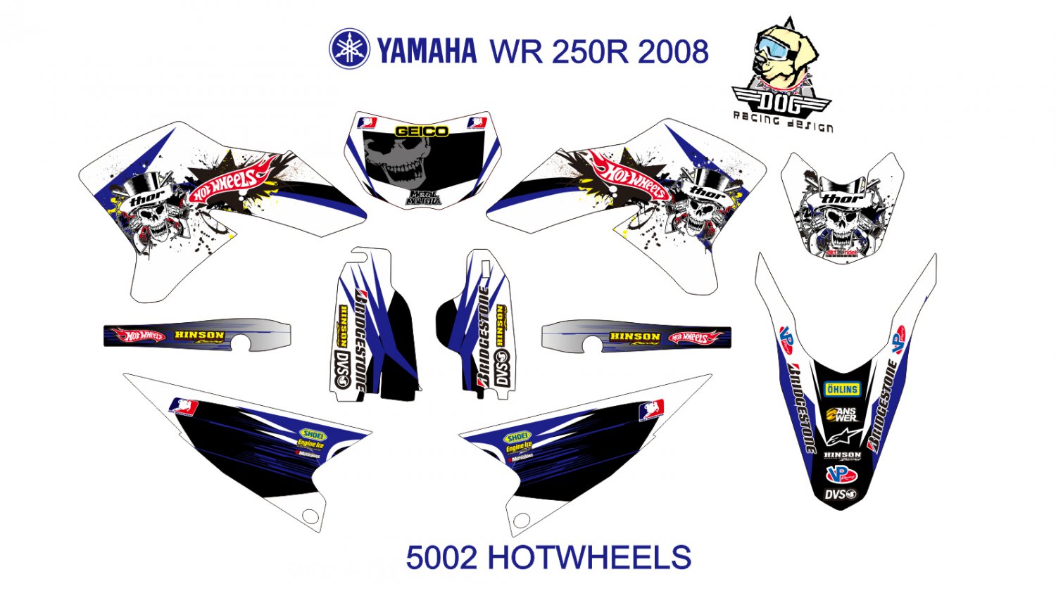 YAMAHA WR 250R 2008 GRAPHIC DECAL KIT CODE.5002